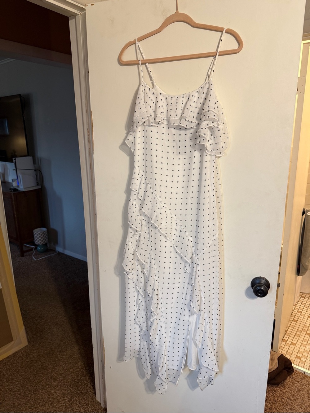 wild fable White Polka Dot Ruffle Maxi Dress